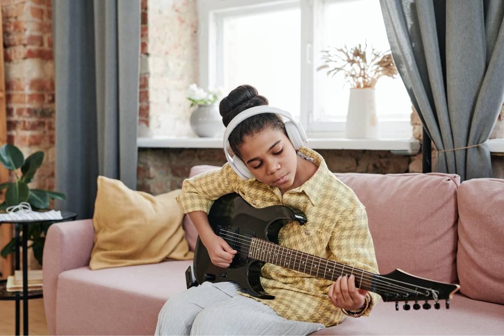 Guitarist with headphones